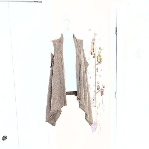 Gap wool blend cascade knit open front lagenlook vest neutral tone Small C1 - Picture 9 of 9